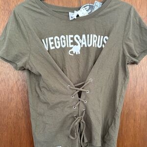 Jurassic Park Jurassic World Green Veggiesaurus Lace-Up T-Shirt